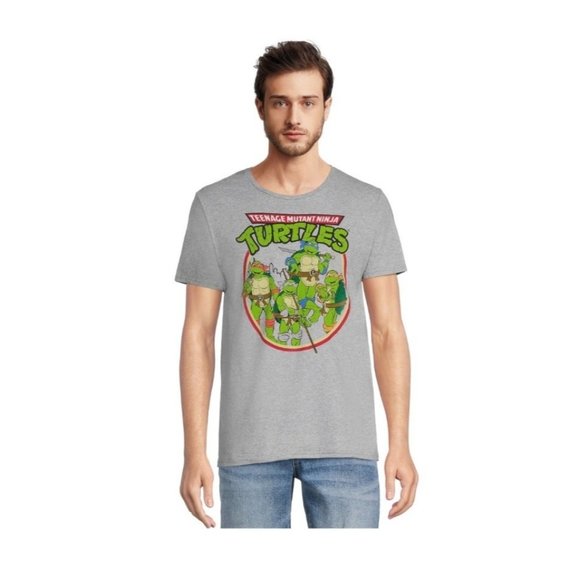 Teenage Mutant Ninja Turtles Mens Gray Short Sleeve Graphic Tee‎ T shirt, Size L - Picture 1 of 6